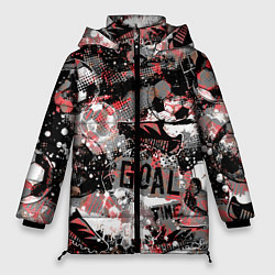 Куртка зимняя женская Футбол узоры, цвет: 3D-светло-серый
