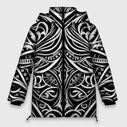 Куртка зимняя женская Чёрно белые узоры, цвет: 3D-черный