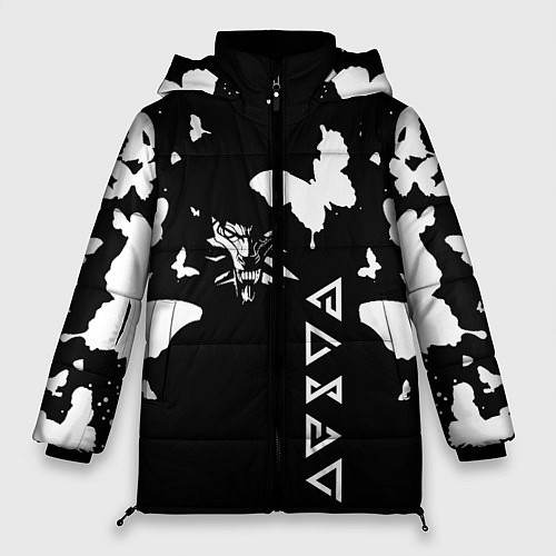 Женская зимняя куртка Ведьмак белые бабочки цирилла / 3D-Светло-серый – фото 1