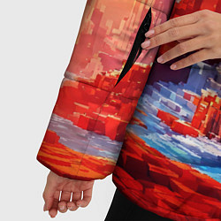 Куртка зимняя женская Город в стиле майнкрафт, цвет: 3D-красный — фото 2