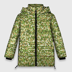 Женская зимняя куртка В зеленых тонах вязаный трикотажный однотонный узо