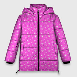 Куртка зимняя женская Розовый маленькие сердечки, цвет: 3D-черный