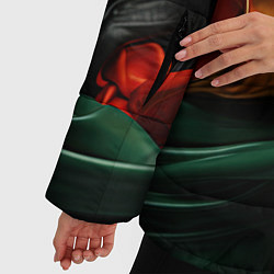 Куртка зимняя женская Оранжевая и зеленый абстракция, цвет: 3D-светло-серый — фото 2