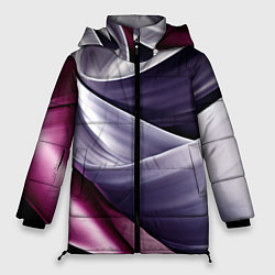 Куртка зимняя женская Абстрактные волнистые полосы, цвет: 3D-светло-серый