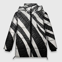 Куртка зимняя женская Зебровые полоски на текстуре, цвет: 3D-светло-серый