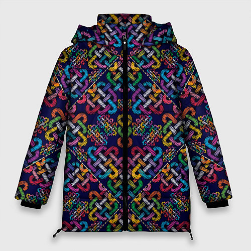 Женская зимняя куртка Вышитый узор / 3D-Черный – фото 1