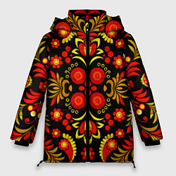 Женская зимняя куртка Хохломской народный орнамент - Россия