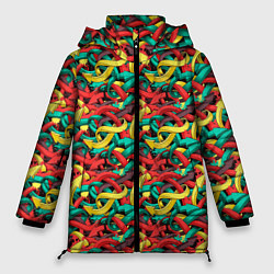 Куртка зимняя женская Переплетающиеся стрелки, цвет: 3D-черный