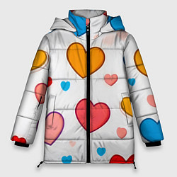 Куртка зимняя женская Сердца сердечки, цвет: 3D-красный