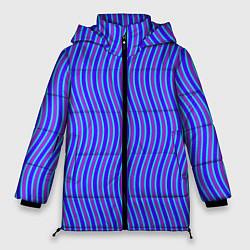 Куртка зимняя женская Неоновые волнистые полосы, цвет: 3D-черный