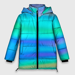 Куртка зимняя женская Неоновые мягкие полосы через матовое стекло, цвет: 3D-черный