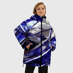 Куртка зимняя женская Синие и белые полосы абстракции, цвет: 3D-светло-серый — фото 2