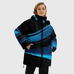 Куртка зимняя женская Черная и синяя геометрическая абстракция, цвет: 3D-черный — фото 2