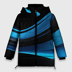 Женская зимняя куртка Черная и синяя геометрическая абстракция