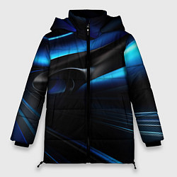 Женская зимняя куртка Черная и синяя геометрическая абстракция