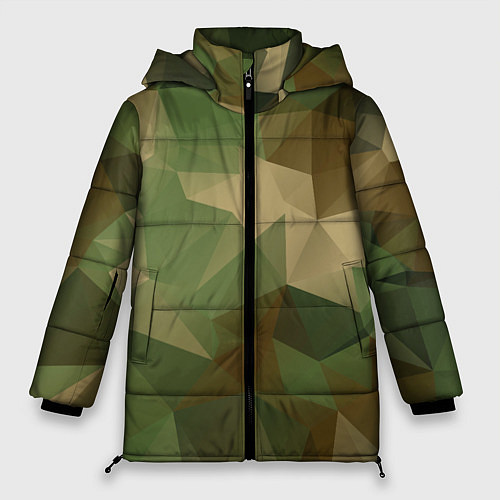 Женская зимняя куртка Камуфляжный геометрический паттерн / 3D-Черный – фото 1