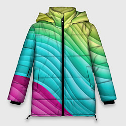Куртка зимняя женская Волнистая абстракция градиент, цвет: 3D-черный