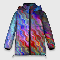 Куртка зимняя женская Волнистые разноцветные линии, цвет: 3D-черный