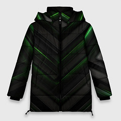 Женская зимняя куртка Зеленые яркие абстрактные вставки спортивный стиль