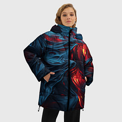 Куртка зимняя женская Яркая волнистая абстракция, цвет: 3D-черный — фото 2
