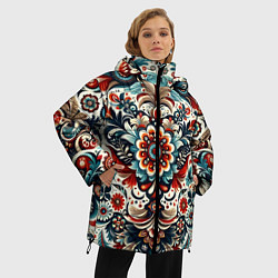 Куртка зимняя женская Словенский паттерн, цвет: 3D-светло-серый — фото 2