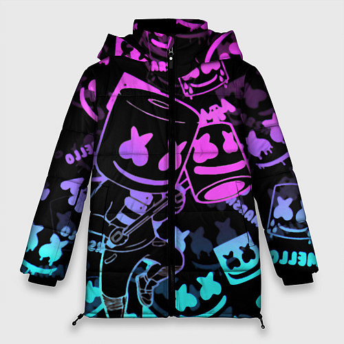 Женская зимняя куртка Marshmello neon pattern / 3D-Черный – фото 1