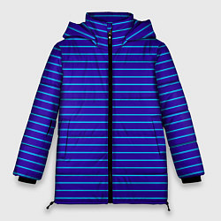 Женская зимняя куртка Неоновые линии циан на темно синем
