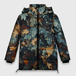Женская зимняя куртка Реалистичный камуфляж из сухих листьев