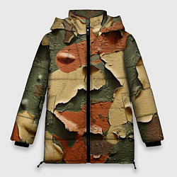 Женская зимняя куртка Реалистичный камуфляж из краски
