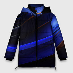 Куртка зимняя женская Синее свечение на абстрактном фоне, цвет: 3D-светло-серый