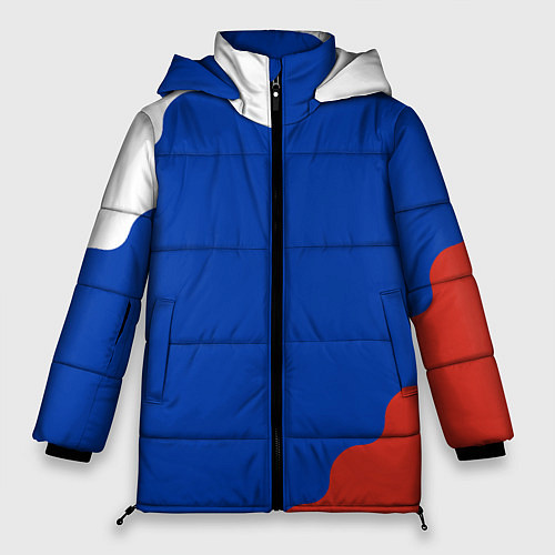 Женская зимняя куртка Триколор диагональный волнистый / 3D-Черный – фото 1