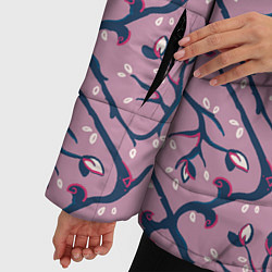 Куртка зимняя женская Ветки сакуры в ромбах, цвет: 3D-светло-серый — фото 2