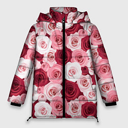 Женская зимняя куртка Красные и розовые розы
