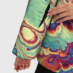 Куртка зимняя женская Абстрактный разноцветный паттерн, цвет: 3D-черный — фото 2