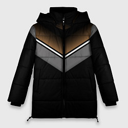 Куртка зимняя женская Абстракция графика серая и коричневая полоски на ч, цвет: 3D-светло-серый