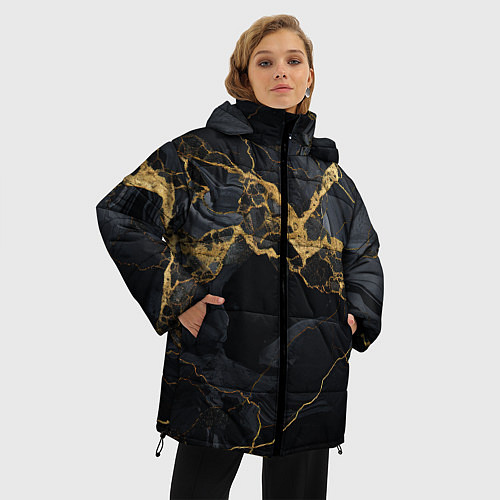 Женская зимняя куртка Золотой путь на черном граните / 3D-Светло-серый – фото 3