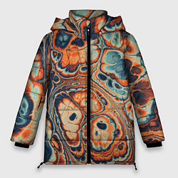 Куртка зимняя женская Абстрактный разноцветный узор, цвет: 3D-черный