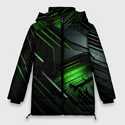 Куртка зимняя женская Металл и зеленый яркий неоновый свет, цвет: 3D-светло-серый