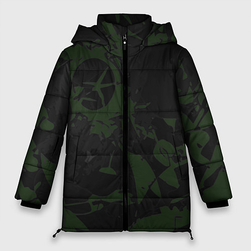 Женская зимняя куртка Дизайнерский камуфляж / 3D-Черный – фото 1