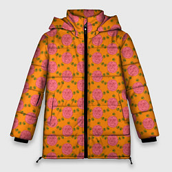 Женская зимняя куртка Паттерн розы с листиками
