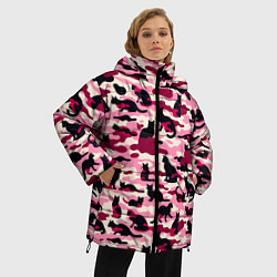 Куртка зимняя женская Камуфляжные розовые котики, цвет: 3D-черный — фото 2