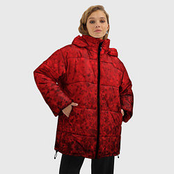 Куртка зимняя женская Насыщенный красный абстракция, цвет: 3D-красный — фото 2