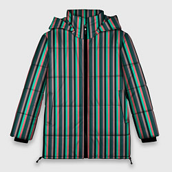 Куртка зимняя женская Гармоничный зелёный в полоску, цвет: 3D-черный