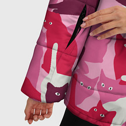 Куртка зимняя женская Розовый кошачий камуфляж, цвет: 3D-черный — фото 2