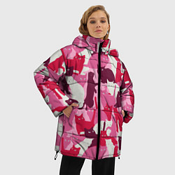 Куртка зимняя женская Розовый кошачий камуфляж, цвет: 3D-светло-серый — фото 2