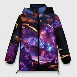 Куртка зимняя женская Фиолетовые комические камни, цвет: 3D-светло-серый