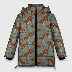 Куртка зимняя женская Лисы и подснежники, цвет: 3D-светло-серый