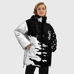 Куртка зимняя женская Ювентус спорт краски текстура, цвет: 3D-светло-серый — фото 2