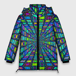 Женская зимняя куртка Абстрактный узор коридор из разноцветных квадратов