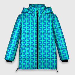 Женская зимняя куртка Паттерн голубые кружки рядами